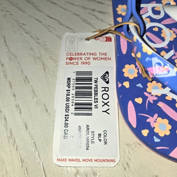 Roxy Kids Purple and Pink Floral Sandals/ Size 6 - Picture 3 of 6